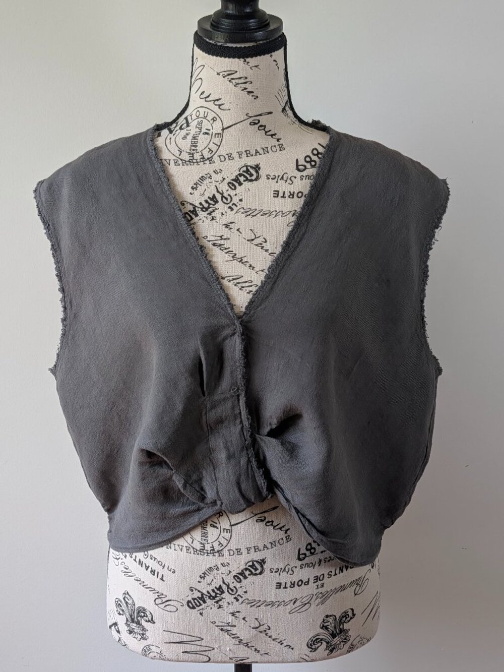 ZARA Linen Frayed Edge Top Gray Sizes S & M Minimalist Sleeveless